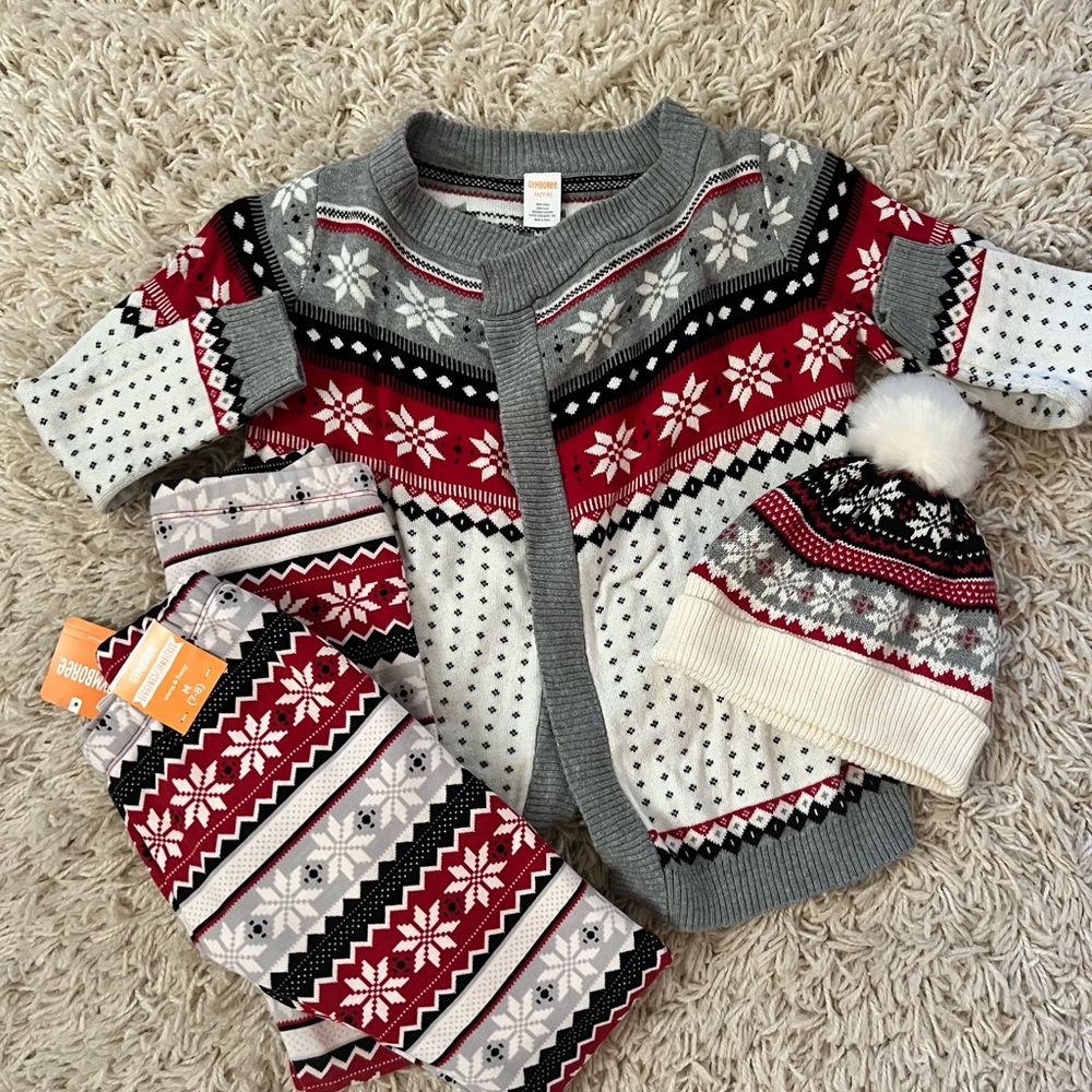 Gymboree Fair Isle Red Set size 7/8